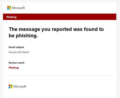 A screenshot of an example notification email. The headline is 'Phishing'. 