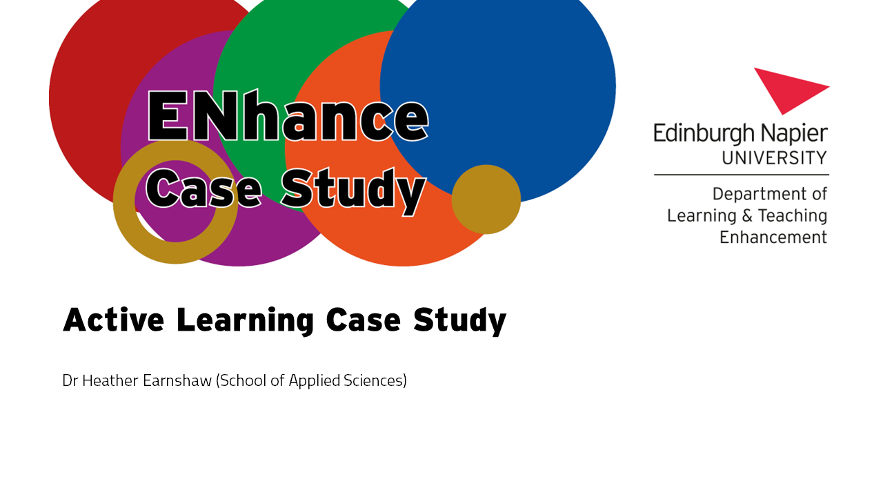 PGDE Physics Active Learning case study, Dr Heather Earnshaw (School of Applied Sciences) cover. Click to download slides. 