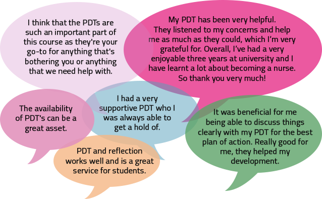 Quotations about the benefits of a good PDT, for student success and wellbeing.