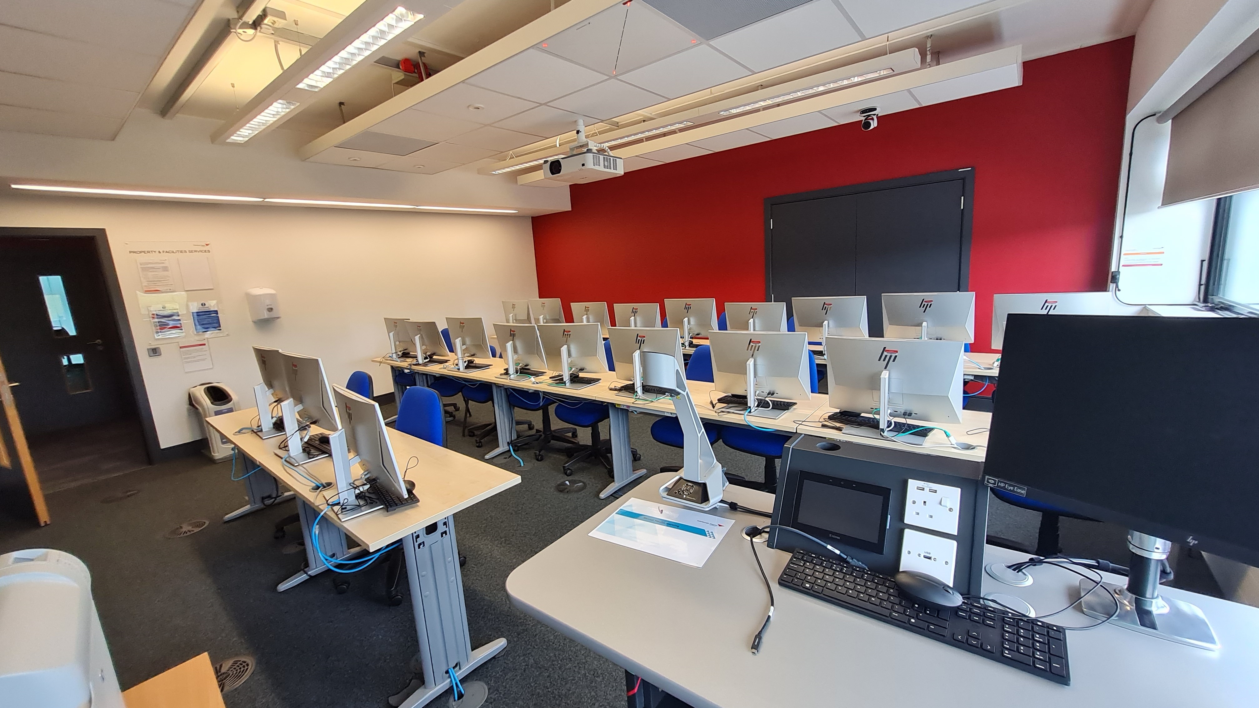 Computer Lab  with PCs is rows